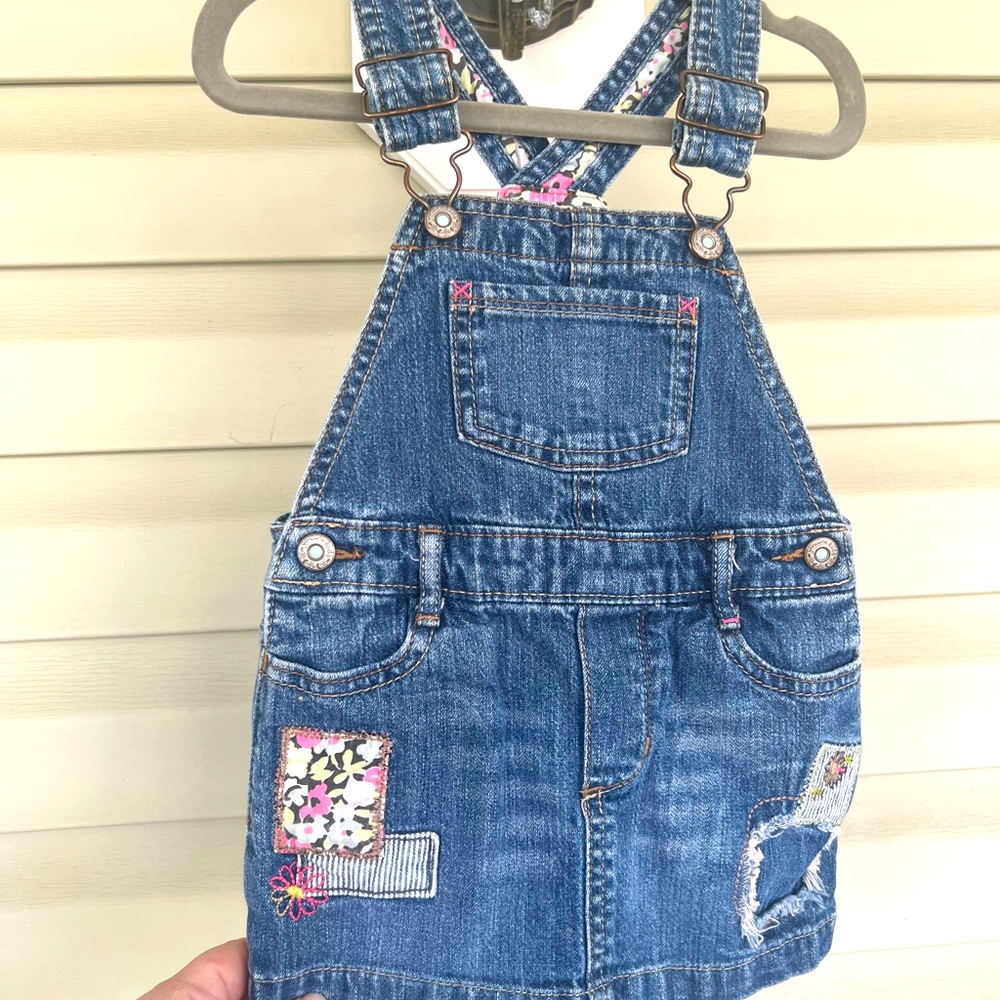 Genuine Kids from Oshkosh denim overall dress Sz 18 Months Cotton and Spandex